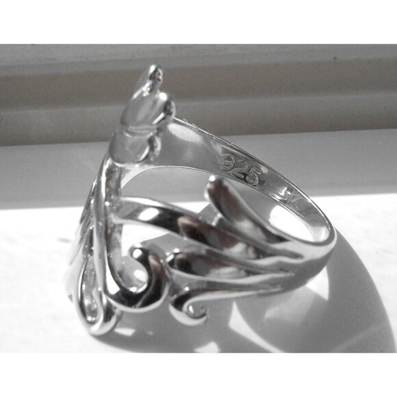925 STERLING SILVER Waves Swirls Statement Ring - Picture 10 of 15